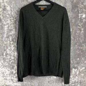 Empoli Size L Cashmere V-Neck Luxury Pullover Sweater Dark Green Long Sleeve Men